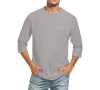 Bauzuoyo Herren Golf T-Shirt, Gray, XL, 3/4 Sleeve, Crew Collar, Casual Oversized Three-Quarter Sleeve, Graphic Print, Loose Fit