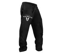 Bauzuoyo Jogging Bottoms Men's Baggy Medieval Vintage Printed Viking Trousers Training Trousers Elastic Waistband Casual Trousers with Drawstring and Pockets Halloween Clothing Sweatpants, Black