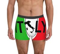 Bauzuoyo Men's Boxer Shorts with Italian Flag Print Stretch Breathable Men's Underwear Soft Comfortable Retro Shorts with Elastic Waistband Low Rise Trunks for Travel Everyday Outdoor, red, M