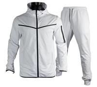 Bauzuoyo Men's Jogging Suit, Tracksuit, Sports Suit, Waterproof Winnddicht, Long Sleeve Running Suit, Quick Drying Jogging Bottoms, Sports Trousers, Tracksuit, Sweat Jacket with Zip and Pockets,