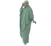 Bauzuoyo Muslim Hijab Women's Headscarf Muslim Prayer Neckerchief Long Plain Khimar Hijab Scarf Hijab Soft Cosy Islamic Scarves Dubai Middle East Turkey Arabic Scarf, light green, One Size