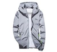 Bauzuoyo Rain Jacket Men's Waterproof Outdoor Jackets with Hood Quick Drying Hooded Jacket Lightweight Rain Jacket Bicycle Jacket Foldable Outdoor Jacket Windbreaker with Hood, gray, 3XL