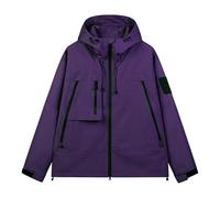 Bauzuoyo Rain Jacket Men's Waterproof Rain Jacket Men Waterproof Cycling Windbreaker Lightweight Windproof Jacket with Zip Raincoat Hooded Jacket Oversize Cycling Jacket Outdoor Jacket, purple, M