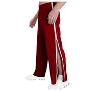 Bauzuoyo Reha Trousers Men's Side Opening Baggy Training Trousers with Side and Zip on the Leg Wide Leg Quick Ficker Trousers Press Stud Sports Trousers Leisure Trousers Wide Jogging Bottoms, red, XL