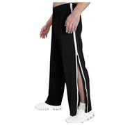Bauzuoyo Reha Trousers Men's Side Opening Baggy Training Trousers with Side and Zip on the Leg Wide Leg Quick Ficker Trousers Press Stud Sports Trousers Leisure Trousers Wide Jogging Bottoms, black, L