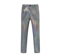 Bauzuoyo Sequin Trousers, Men's Glitter Trousers with Wide Leg and Sequins, High Waist, Sequin Trousers, Vintage Costume, Glittering Jogging Trousers, Long Loose Trousers, Bling Casual Trousers, Suit