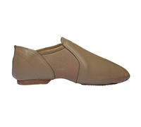 BAVA Slip On Jazz Shoes Split Sole Tan Leather Neoprene Modern Stage Dance Shoes (7 Kids)