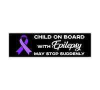 BAVAHA [11.5"x3"] Child On Board with Epilepsy May Stop Suddenly Bumper Sticker Funny Warning Epileptic Person Epileptic Children Bumper Sticker Awareness Stickers Vinyl Decal for Car Vehicle Window