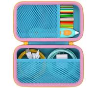 Baval Case Compatible with 3Doodler Start+ Essentials/3Doodler Flow 3D Printing Pen,Storage Holder for 3D Pen PLA Filament and Charger (Blue Case,Yellow Zipper)