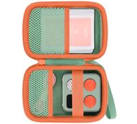 Baval Storage Case Compatible with Yoto Mini (2024 Edition) Kids Screen-Free Bluetooth Audio Player,Transparent Card Bag can Hold up to 36 Cards(Green Case,Orange Zipper)