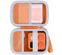 Baval Storage Case Compatible with Yoto Mini (2024 Edition) Kids Screen-Free Bluetooth Audio Player,Transparent Card Bag can Hold up to 36 Cards(Orange Case,Gray Zipper)