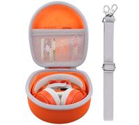 Baval Storage Case Compatible with YOTO Mini (2024 Edition) Kids Screen-Free Bluetooth Audio Player + Wired Headphones Bundle(Orange Case,Gray Zipper)
