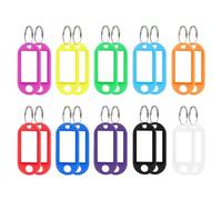 BAVALIN 20 Pcs Key Tags with Labels Writable Paper Card Luggage Memory Stick Tag Plastic Key Tags with Keyrings
