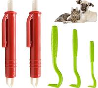 BAVALIN 5 Pack Tick Remover Tool - 3pcs Tick Hooks and 2pcs Tick Tweezers Set, Painlessly Remover for Dogs Cats and Humans Pets (Red + Green)