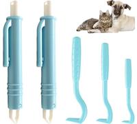 BAVALIN 5 Pack Tick Remover Tool - 3pcs Tick Hooks and 2pcs Tick Tweezers Set, Painlessly Remover for Dogs Cats and Humans Pets (Blue)