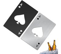 BAVALIN Bottle Openers - Stainless Steel Beer Caps Cans Openers, Novelty Poker Ace of Spades A Cards Water Bottles Opener, Wallet Bottle Openers - Silver & Black