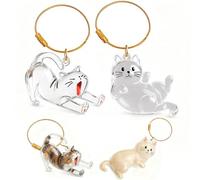 Bavane 2-Pack Cat Hair Keepsake Bottles, Clear Cat Shaped Pet Fur Memorial Keychains, Cute Cat Hair Storage Vials for Cat Lovers, Pet Loss Sympathy Gifts