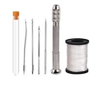 Bavane Stainless Steel Awl Shoe Repair Tool, 4 Needles Sewing Awl Hand Stitcher Shoe Repair Tool Kit with 50m Nylon Cord Thread for DIY Leather Craft (Repair Tool + White Thread)