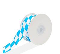 Bavarian Checked Ribbon, Oktoberfest Style, Decorative Ribbon with Blue/White Diamond Pattern, Blue/White Bavarian Decoration, Ideal for Party, Table Decoration and Traditional Bavarian Celebrations