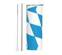 Bavarian Flag 20-Ounce Coffee Travel Mug with a Straight Straw Compatible with car Cup Holders Perfect for Travel