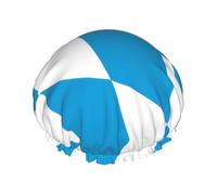 Bavarian flag Print Shower Cap for Women & Men â€“ Reusable Double-Layer Bath Hair Cap with Elastic Strap One Size