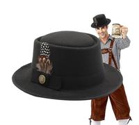 Bavarian Hats for Men Multi-Purpose Feathers Emblems Alpine Trachten Hat | Folk Festival Hats for Men Women Adults Halloween Costume Cosplay Event Accessory Dress Up Theme Party Performance