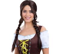 Smiffys Bavarian Maid Braided Wig, Brown, Party Paperware Fancy Dress, Adult Dress Up Wigs