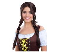 Bavarian Maid Braided Wig Brown Pleated Wig German Oktoberfest Fancy Dress