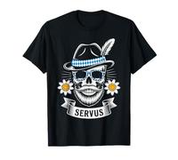Bavarian Skull Edelweiss Trachten Outfit October Festival T-Shirt
