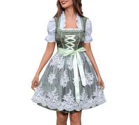 Bavarian Wench Costume Fancy Dress Beer Maid Dirndl Outfit Traditional Puff Short Sleeve Womens Halloween Costumes for Adult Up