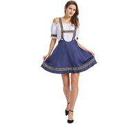 Bavarian Wench Costume Oktoberfest Beer Carnival Fancy Dress Costume Women Traditional Dirndl Dress Bavarian Fancy Dress Womens Sexy Halloween Costumes,Navy,S,U60K