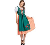 Bavarian Wench Costume Oktoberfest Beer Carnival Fancy Dress Costume Women Traditional Dirndl Dress Bavarian Fancy Dress Womens Sexy Halloween Costumes,Green,XXL,U103K