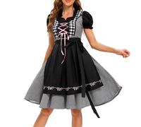 Bavarian Wench Costume Women's Dirndl Dress German Beer Bavarnian with Attached Apron Adults Oktobermiss Fancy for October Festival Party
