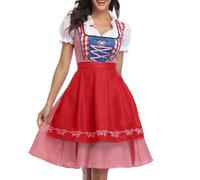 Bavarian Wench Costume Women's Dirndl Dress Ladies Beer Girl Plaid Fancy Outfit Adults Oktobermiss Adult Up Costumes