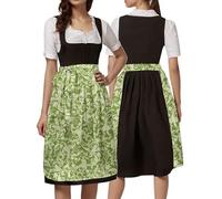 Bavarian Wench Costume Women's German Dirndl Dress Ladies Beer Girl Maid Plaid Oktoberfest Fancy Adults Oktobermiss for Carnival Halloween Party