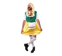 BAVARIAN YELLOW GREEN MENS DELUXE BLONDE WIG DRESS STAG NIGHT COSTUME FANCY DRESS (SIZE: SMALL TO XXLARGE)