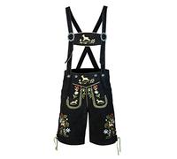 Bavarianland Oktoberfest Mens Lederhosen Real Cowhide Suede Leather with Matching Suspenders Bavarian Shorts (BV-BL-Multi-34-FBM-UK).