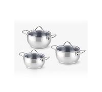 BAVARY 18/10 Stainless Steel Pot Set - 6 Pieces Cooking Pots & Heat-Resist Glass Lids - All-Hobs Pots Set - Supercapsule Bottom Stainless Steel Cookware Set - Induction Cooking Pot, Non Toxic Cookware