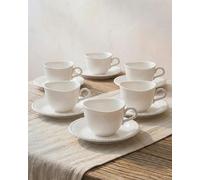 BAVARY Pearl Coffee Cups and Saucers, 100m Turkish Coffee Cups & Espresso Cups 12-Pc Set of 6 - Porcelain Coffee Cup - Turkish Coffee Set - Dishwasher/Microwave Safe Tea Cup and Saucer, Mugs Sets Of 6