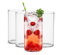 BaveL Thin Highball Glasses Set of 4,19oz Cocktail Glass Set,Tall Drinking Glasses for Water,Juice,Milk,Cocktails,Beer and More,Elegant Bar Glassware,Lead-Free Pint Glasses,Glass Drink Tumblers
