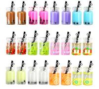 Baven 24 Pcs Milk Tea Charms Resin Imitation Glass Bottle Bubble Tea Resin Pendants Cute Craft Decorative Accessories for DIY Jewelry Key Chains Phone Case Making (Mixed Color)