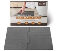 BAVIFY 32 * 20 Large Stone Drying Bath Mat for Bathroom Diatomaceous Earth Bath Mat Quick Dry Non Slip Absorbent Bathroom Floor Mat Modernized Water Absorbing Diatomite Shower Bath Mat Grey