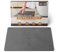 BAVIFY Quick Dry Stone Bath Mat for Bathroom, 32" * 20" Large Water Absorbing Diatomaceous Earth Bath Mat, Non Slip Magic Absorbent Bathroom Floor Shower Mat Diatomite Stone Dying Bathmat, Grey