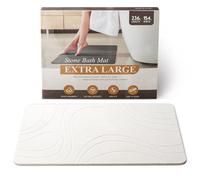 BAVIFY Stone Bath Mat for Bathroom, Quick Dry Diatomaceous Earth Stone Drying Bath Mat, Magic Non Slip Bathroom Shower Floor Mat Modernized Water Absorbing Diatomite White
