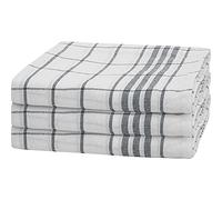 BAVIN 100% Egyptian Cotton Tea Towels Kitchen Cotton Absorbent Long Lasting Check Super dry Soft Professional Hotel Quality Catering Cloths Pack of 2, Charcoal