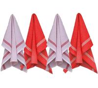 BAVIN Premium Tea Towels for Kitchen, 100% Egyptian Cotton Waffle Weave, 60x45 cm, Super Soft and Absorbent Kitchen Cloths, Terry Dish Cleaning Sand Bar Towel (8, Red)