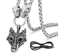 BaviPower Wolf Head Pendant with Wolf Head Keel Chain ♦ Stainless Steel ♦ Nordic Scandinavian Necklace ♦ Authentic Viking Men Jewelry (27)