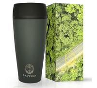 BAVISSA 360° Travel Mug - Leakproof Thermal Reusable Travel Cups, Insulated Coffee Mug for Hot & Cold Drinks - Car Cup Holder Friendly, Eco Friendly, Double Walled, Coffee Flask - 400ml (Grey)
