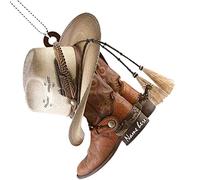 Bavokon Acrylic Horse Saddle Car Ornament,Novelty Boots And Hat Cowboy Hangings Ornament,Hangings Car Rearview Accessories,Cowboy Cowgirl Hat Boots Hangings Charm Interior Rearview Pendant Decor