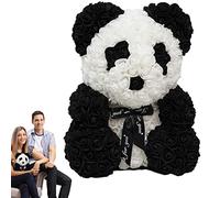 Bavokon Bear | 9.84inch/ 25cm Artificial Flower Bear with Heart/Bow - Handmade Valentines Day Table Centerpieces for Home, Hotel, Restaurant, Shop, Bar Decor